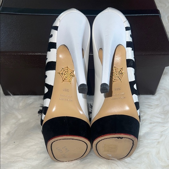 Charlotte Olympia Zebra Print Heels with Black and White Accents - Picture 8 of 16